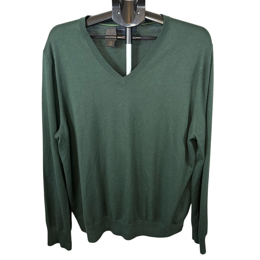 Banana Republic Mens Silk Cashmere V-Neck Sweater Forest Green XL RN 54023